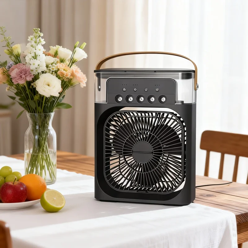 3 in 1 Fan Air Conditioner Household Mini Air Cooler LED Night Light Portable Humidifier Air Adjustment Fan Office Home Fan