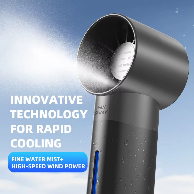 Handheld Small Fan Turbine Spray Mini Fan Water Replenishing Outdoor Camping Dormitory Household Portable USB Summer Cooling