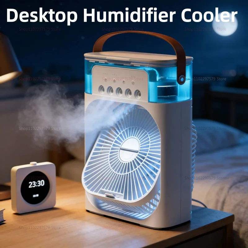 3 in 1 Fan Air Conditioner Household Mini Air Cooler LED Night Light Portable Humidifier Air Adjustment Fan Office Home Fan
